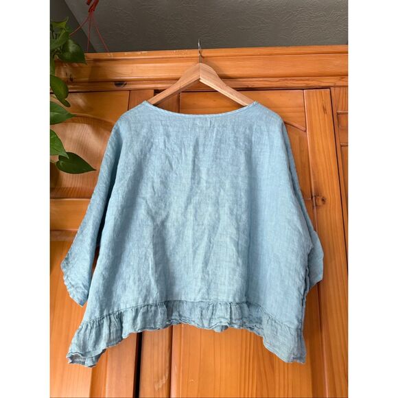 “Made in Italy 100% Linen Vera Tucci One Size Blouse - Picture 4 of 11